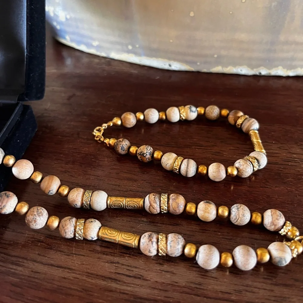 Arque Arte, 24k gold jewelry set; necklace, earrings and bracelet. Exquisite! - Picture 6 of 13
